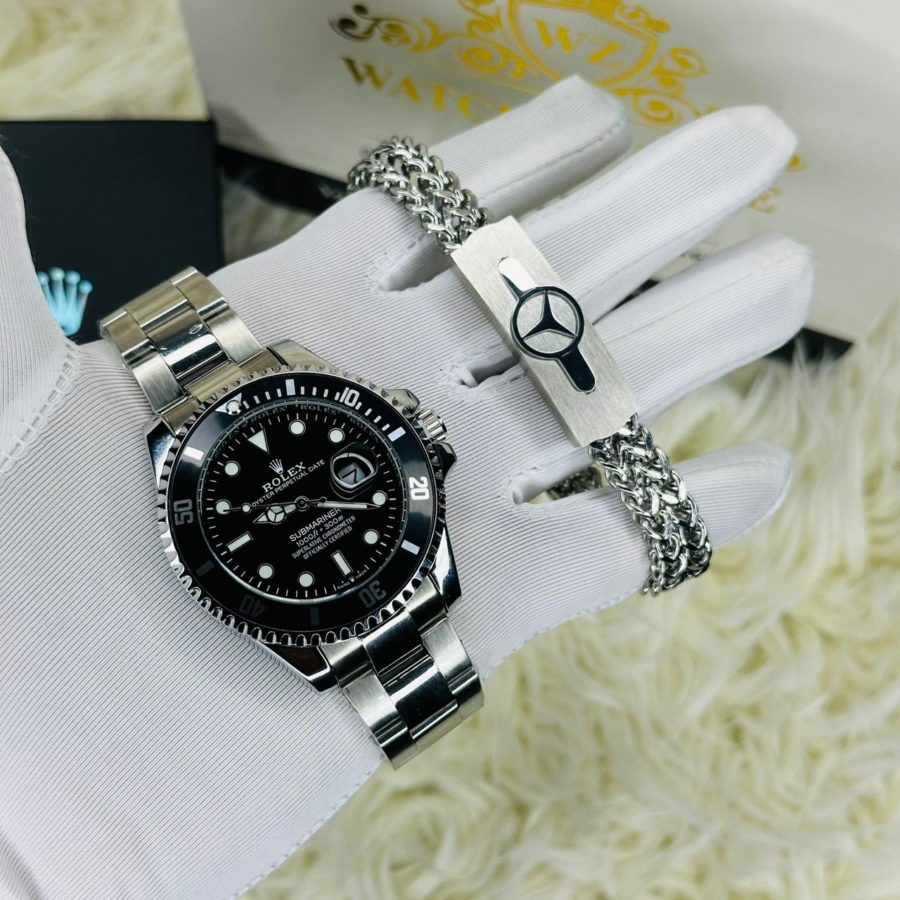 Premiume Quality Silver Submariner Full Black Watches Combo
